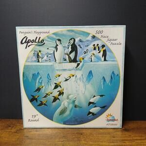 Penguin's Playground 550pc 19" Round Jigsaw Puzzle, SunsOut, Honolulu Hawaii